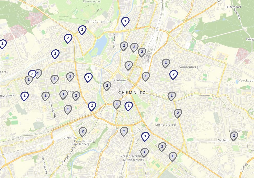 Verfügbarkeiten von CarSharing-Fahrzeugen in Chemnitz